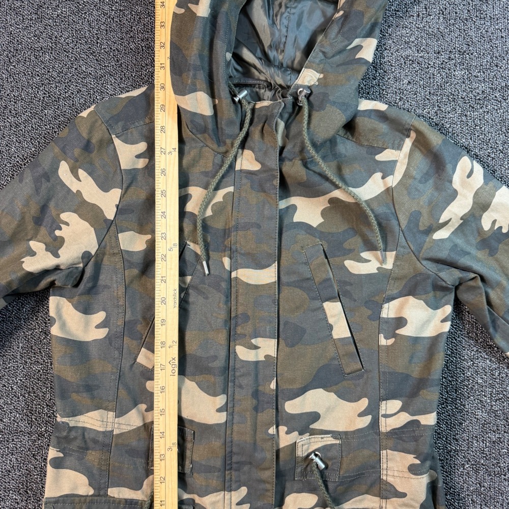 Levi's Camouflage Hooded Utility Jacket Women's Small Green Parka Camo Outdoor‎ - Picture 7 of 8